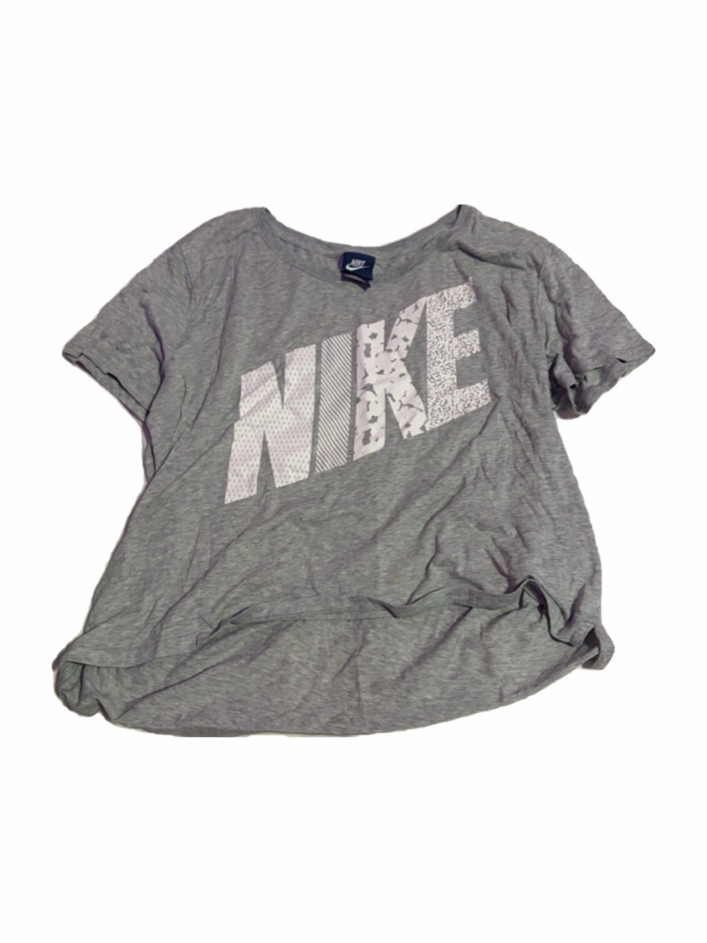 Nike Kids Heather Gray Short Sleeve Tee with White Logo